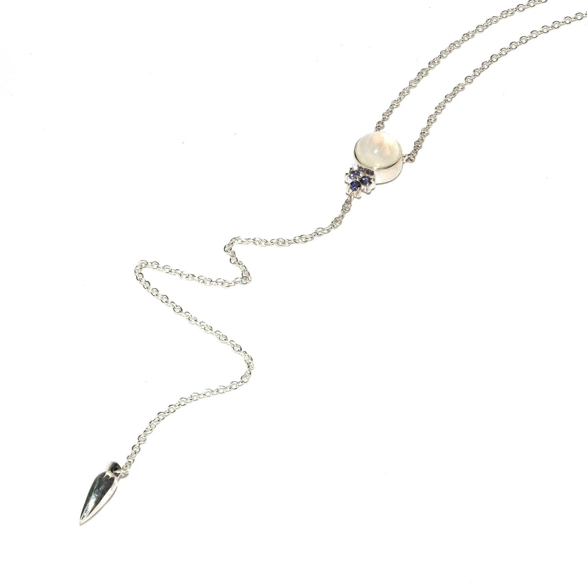 Levitation Lariat, Silver w/ Moonstone