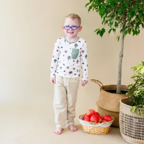 Long Sleeve Toddler Crew Neck Tee in Apple Orchard