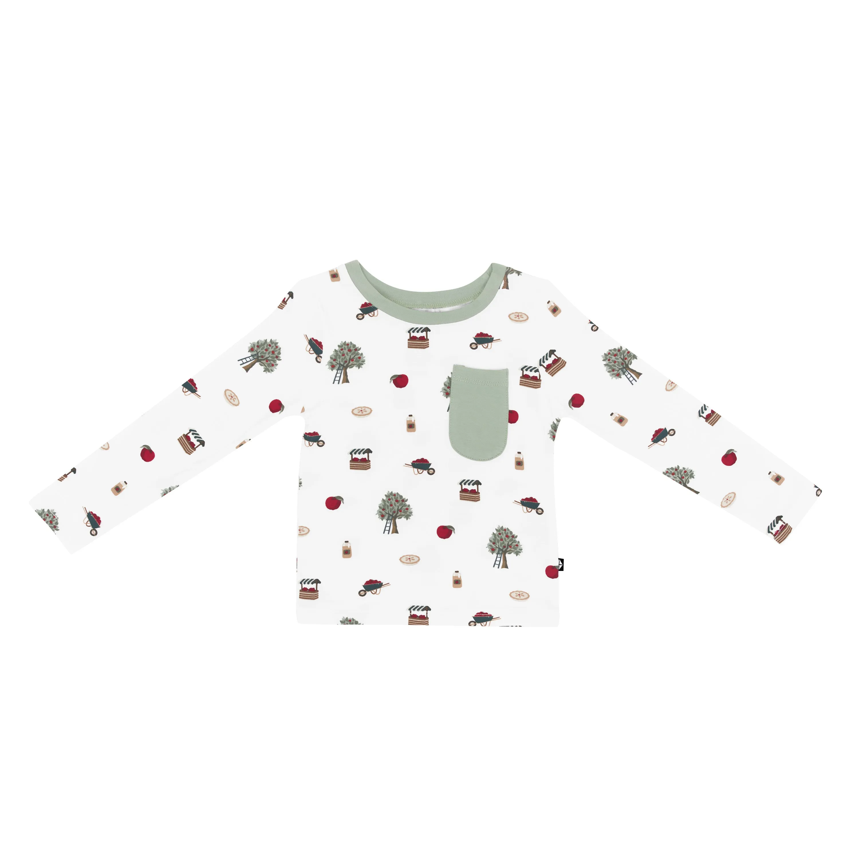 Long Sleeve Toddler Crew Neck Tee in Apple Orchard