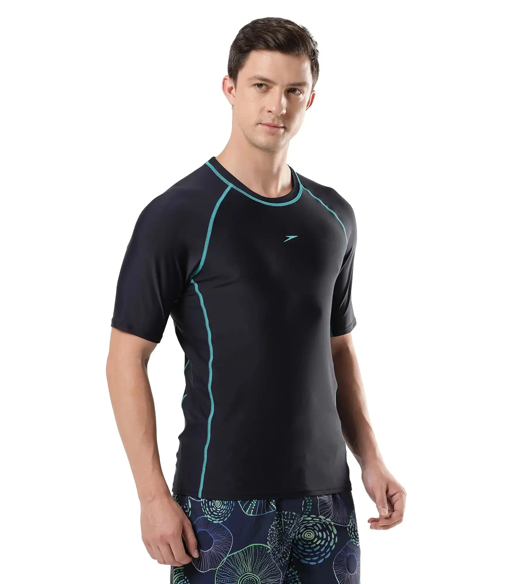 Men's Endurance Short Sleeve Suntop - True Navy  &  Aquarium