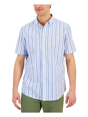 Mens Striped Woven Button-Down Shirt