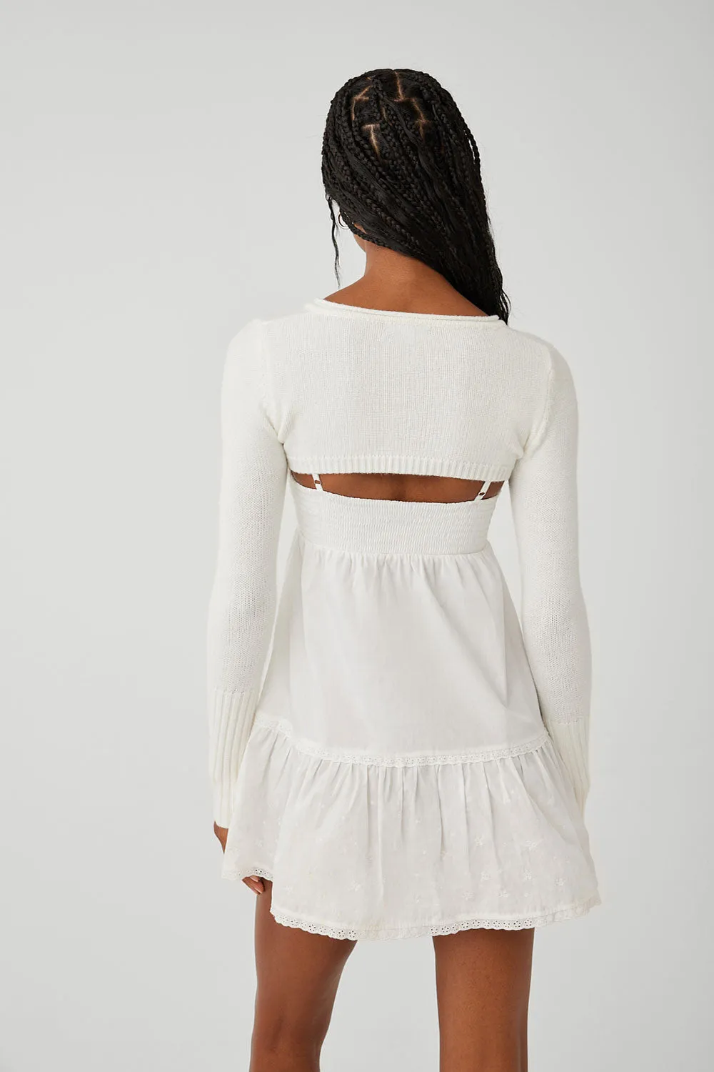 Nina Cloud Knit Shrug Top - White