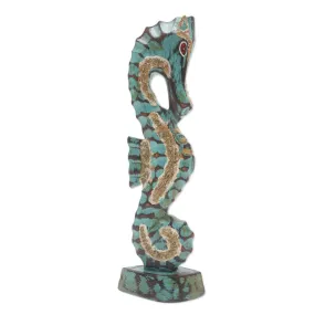 Novica Calming Seahorse Wood Sculpture