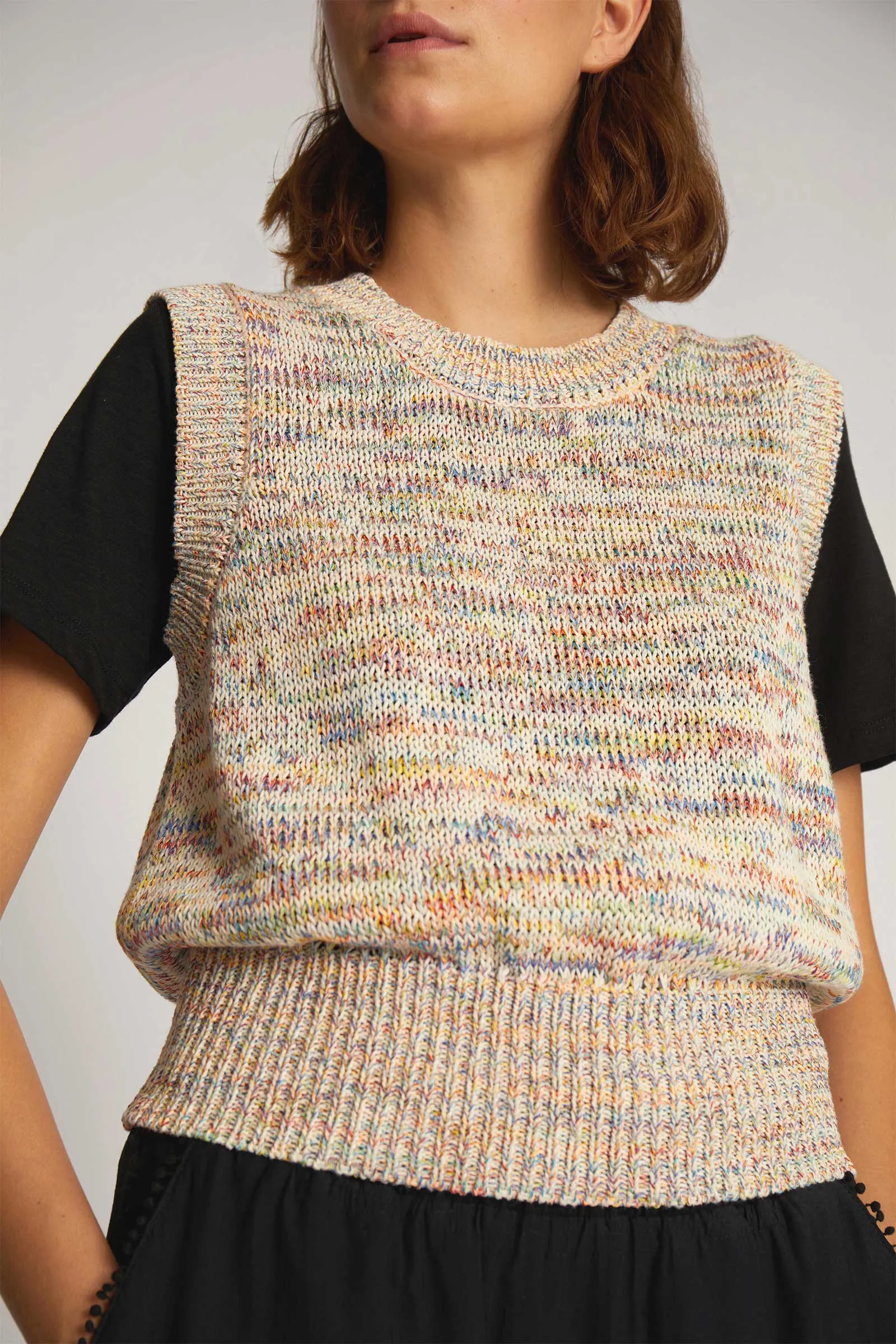 Okina Cotton-Blended Knit Vest