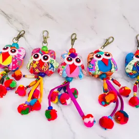 Owl Keychain, Colorful Owl Bag charm, Bag Accessories, Handmade Bag Charm, Cute Key Ring, Gift for Her, Symbol of wisdom