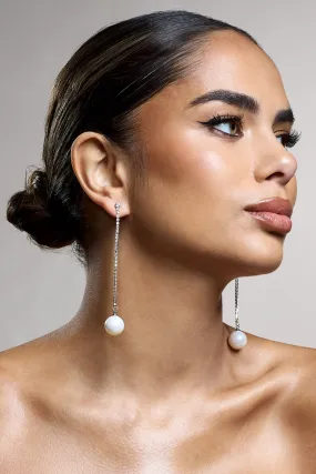 Pearla | Silver Diamante Peal Dangle Earrings