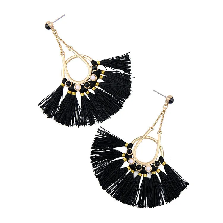 Personality Exaggerated Tassel Long Drop Earrings