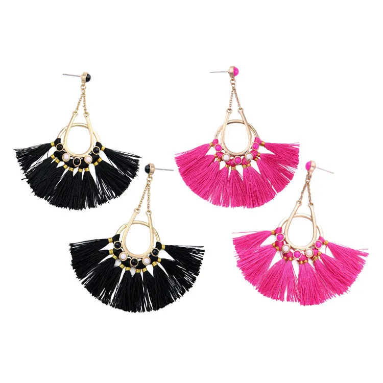 Personality Exaggerated Tassel Long Drop Earrings