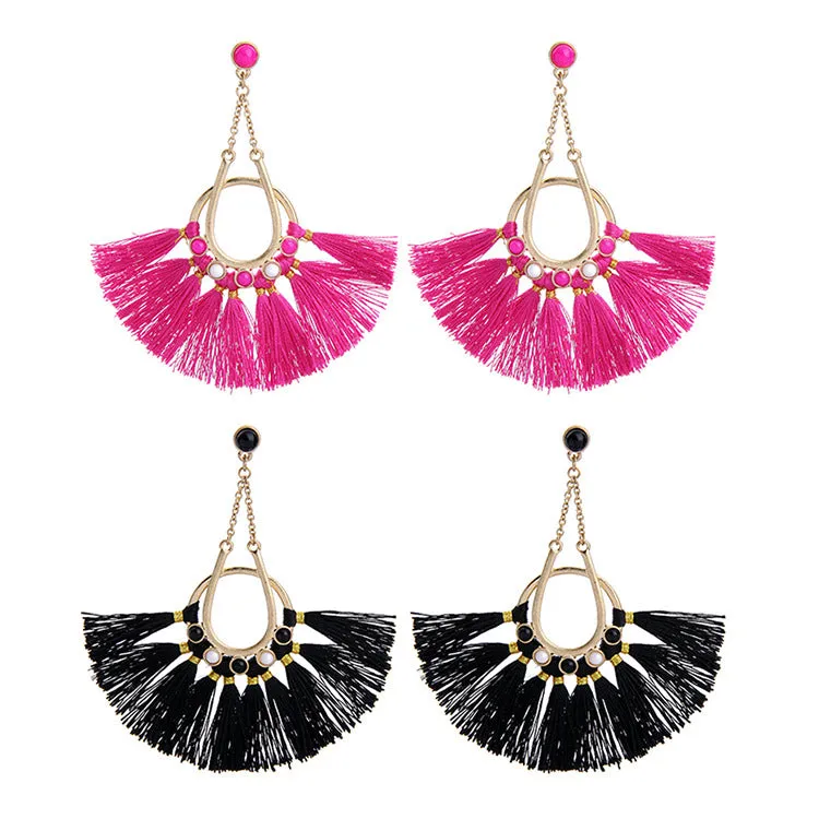 Personality Exaggerated Tassel Long Drop Earrings