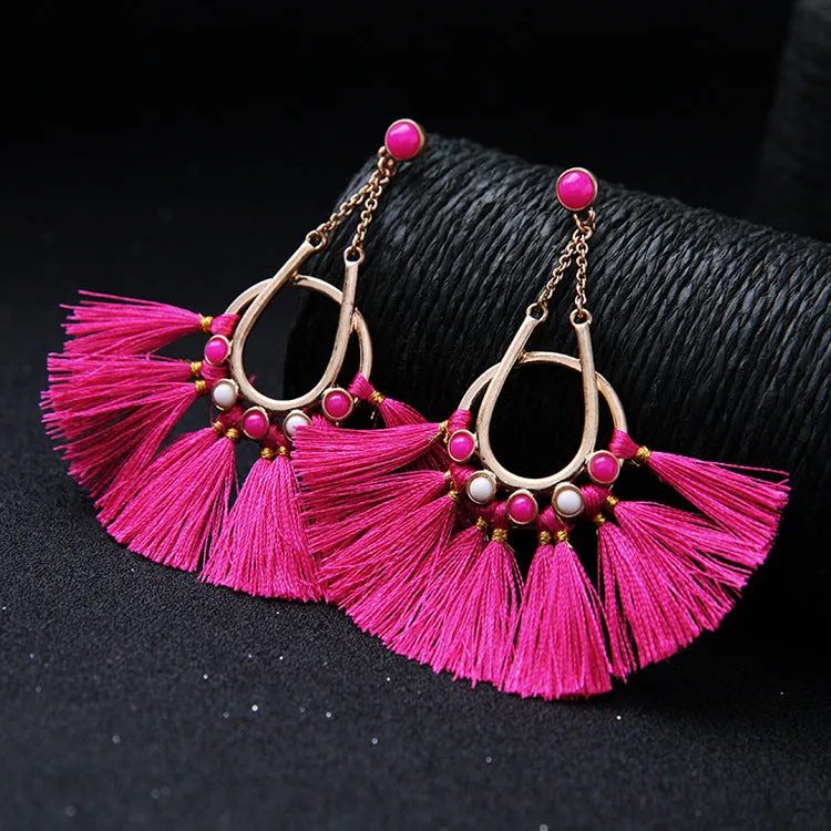 Personality Exaggerated Tassel Long Drop Earrings