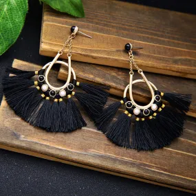 Personality Exaggerated Tassel Long Drop Earrings