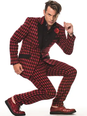 Prom Suits Houndstooth Red - Fashion Suits for Men