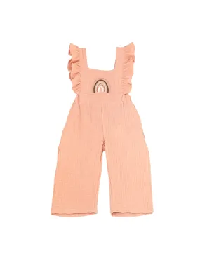 Rainbow Muslin Overall - Blush