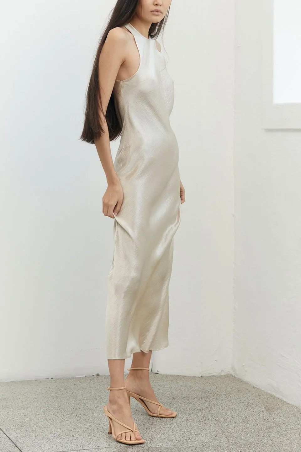 River Bed Bias Maxi Tank Champagne Dress