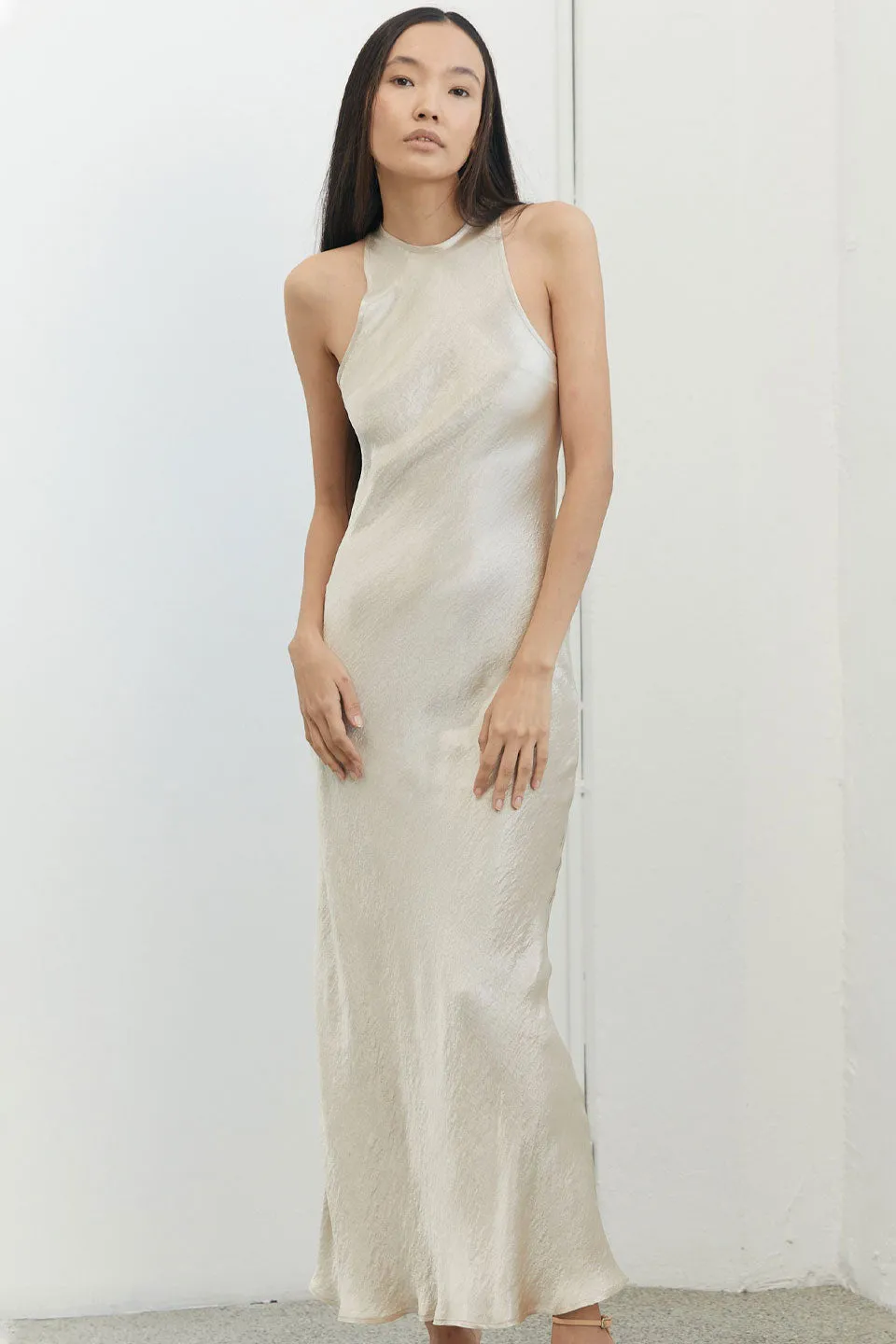 River Bed Bias Maxi Tank Champagne Dress