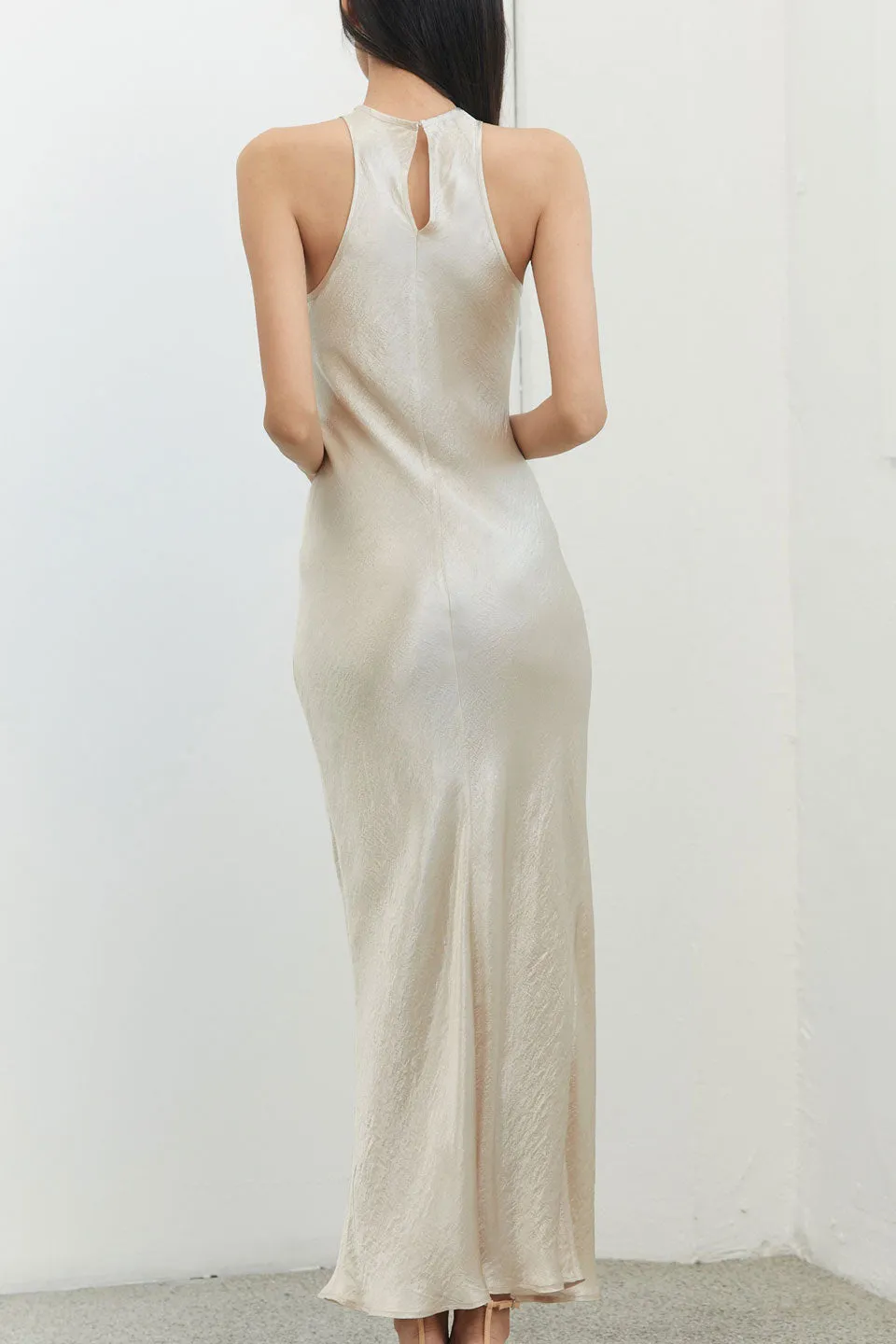 River Bed Bias Maxi Tank Champagne Dress