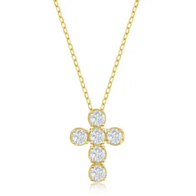 Round CZ Cross Pendant