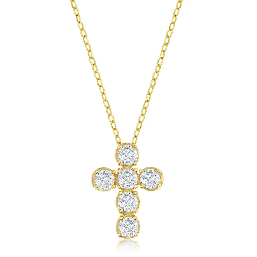 Round CZ Cross Pendant