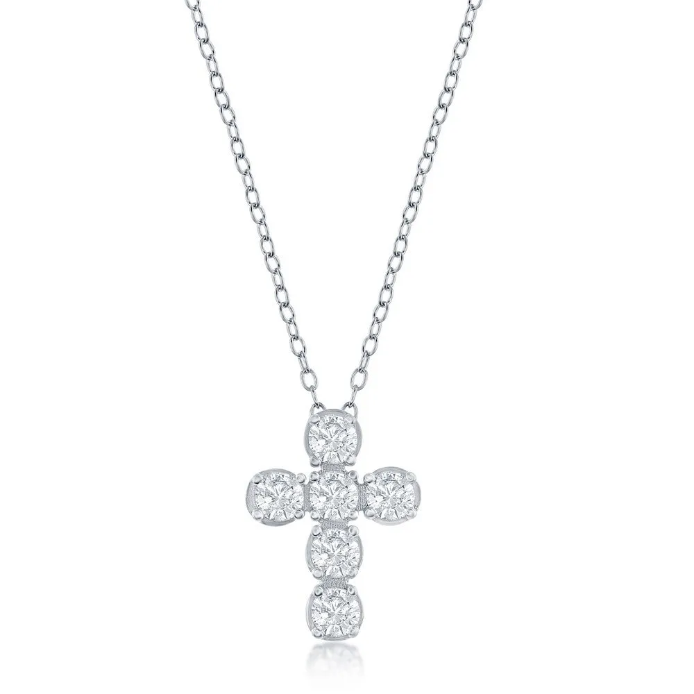 Round CZ Cross Pendant