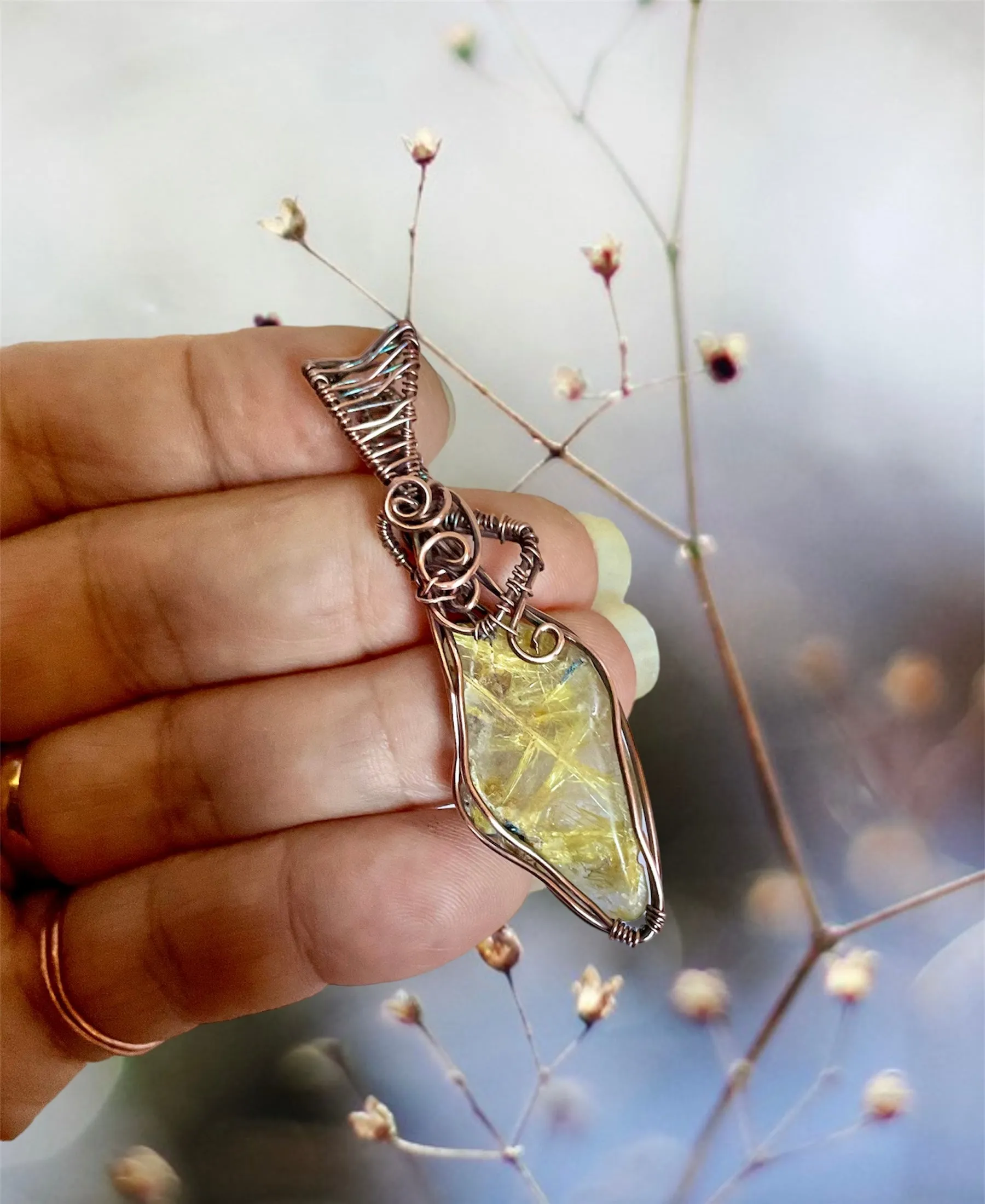 Rutilated Quartz Wire Wrapped Pendant