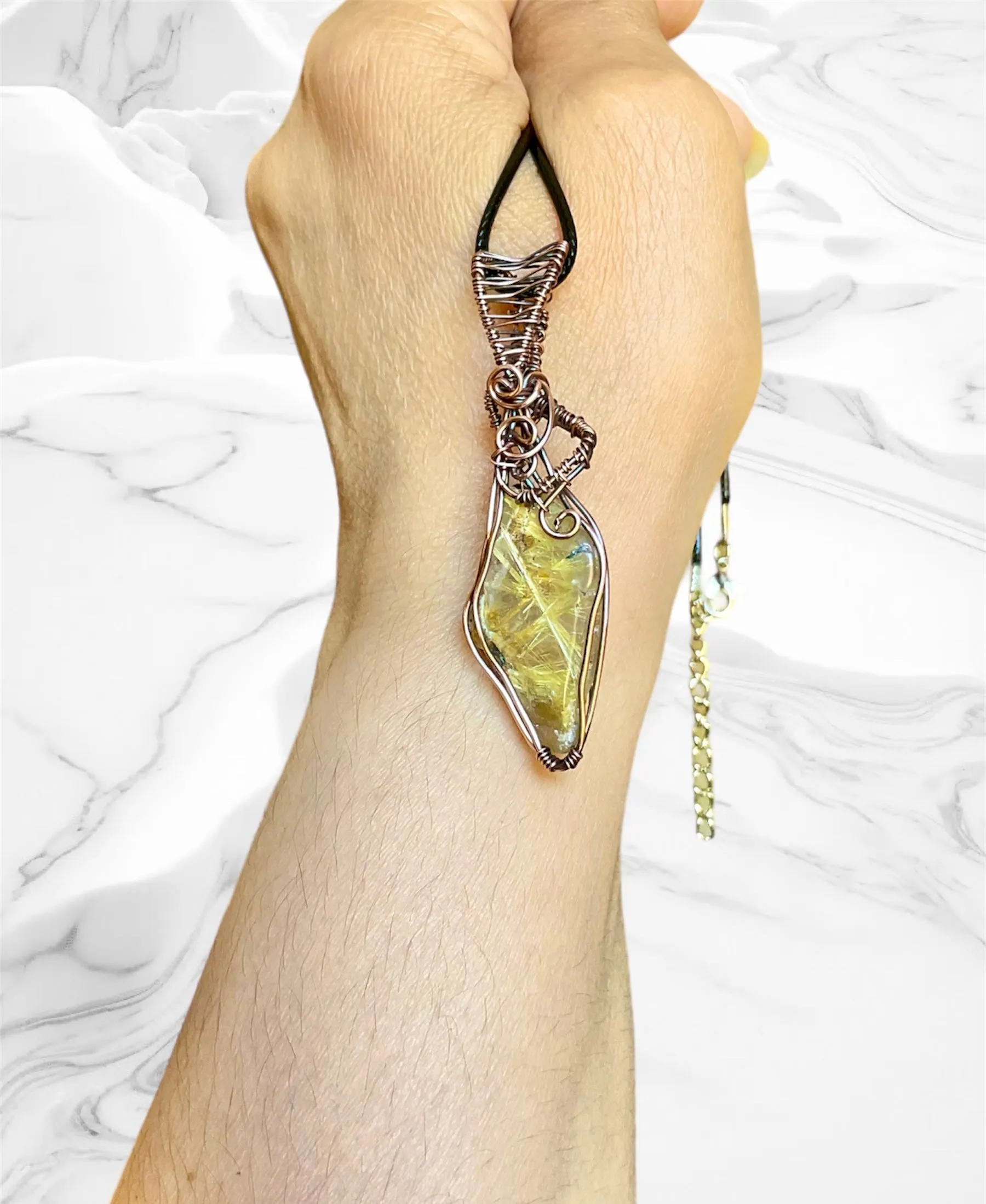 Rutilated Quartz Wire Wrapped Pendant