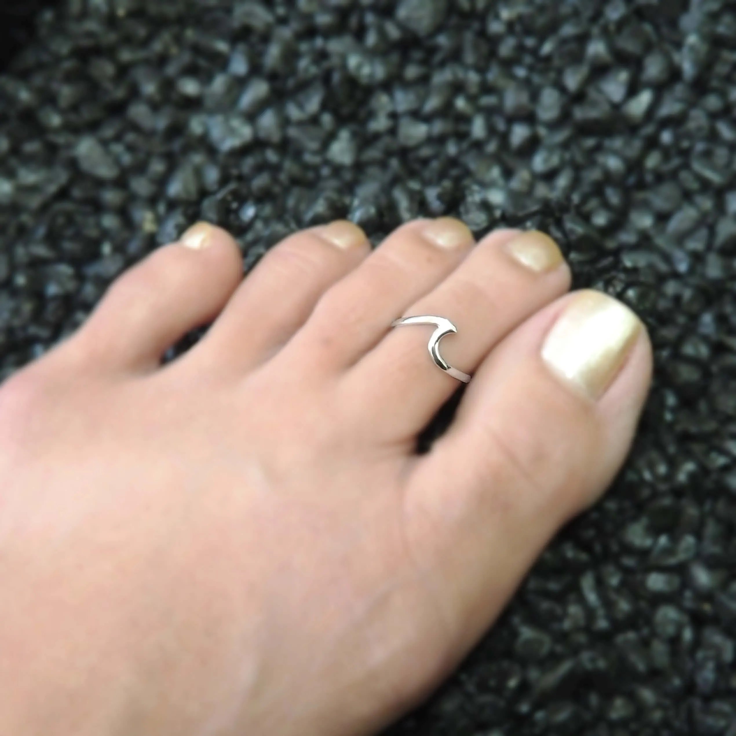 Sterling Silver Wave Hawaiian Band Toe Ring