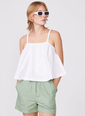 Structured Poplin Swing Top in White