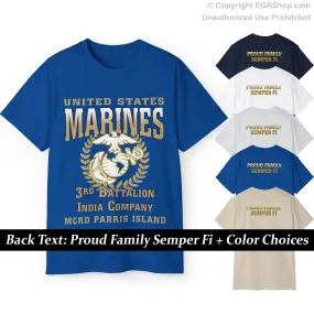 T-Shirt: India Co. MCRD Parris Island (EGA   Back Proud Family)