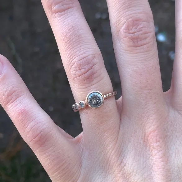 The Contrast Ring- Salt & Pepper Diamonds & 14k Rose Gold