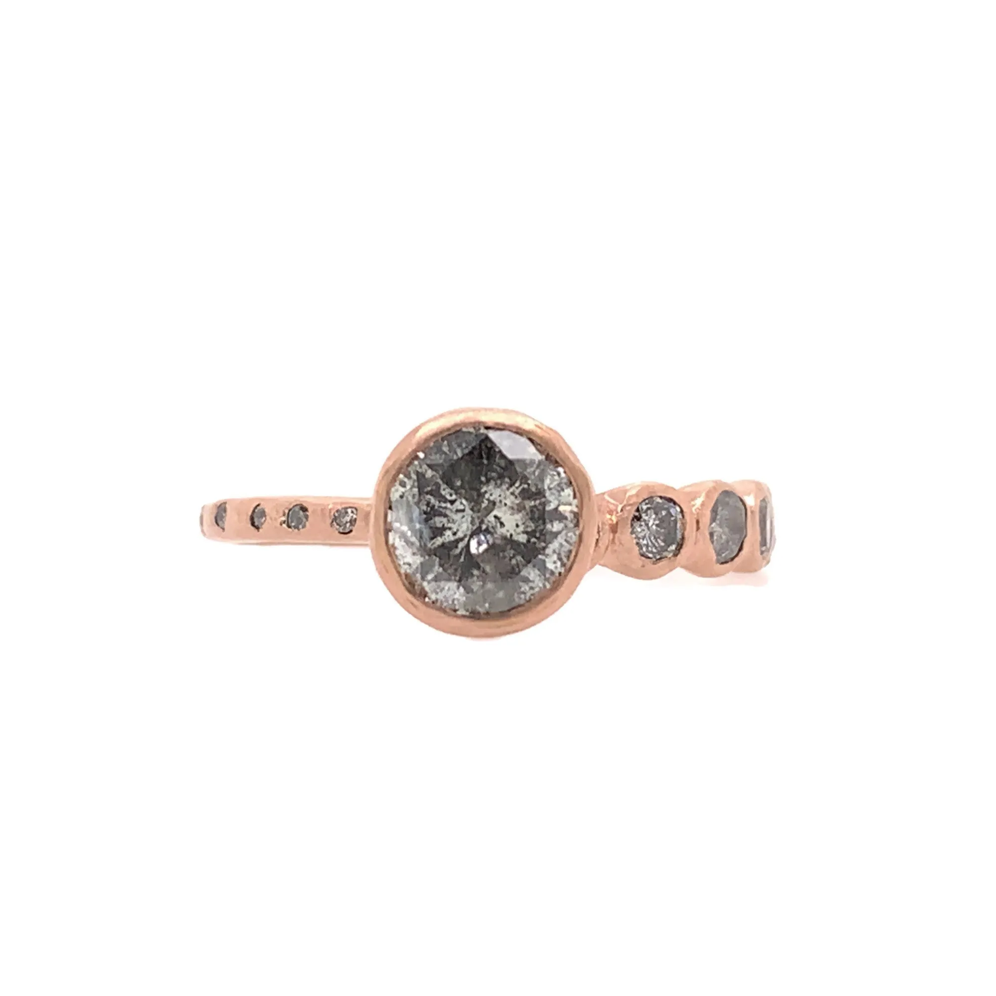 The Contrast Ring- Salt & Pepper Diamonds & 14k Rose Gold