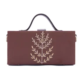 Tree of life tan hand embroidered Crossbody clutch bag for women