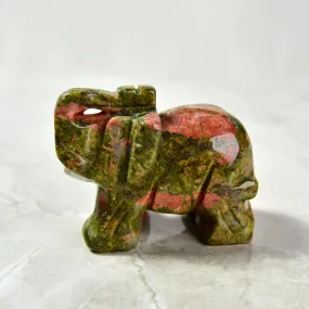 Unakite Elephant 2.5 Gemstone Carving