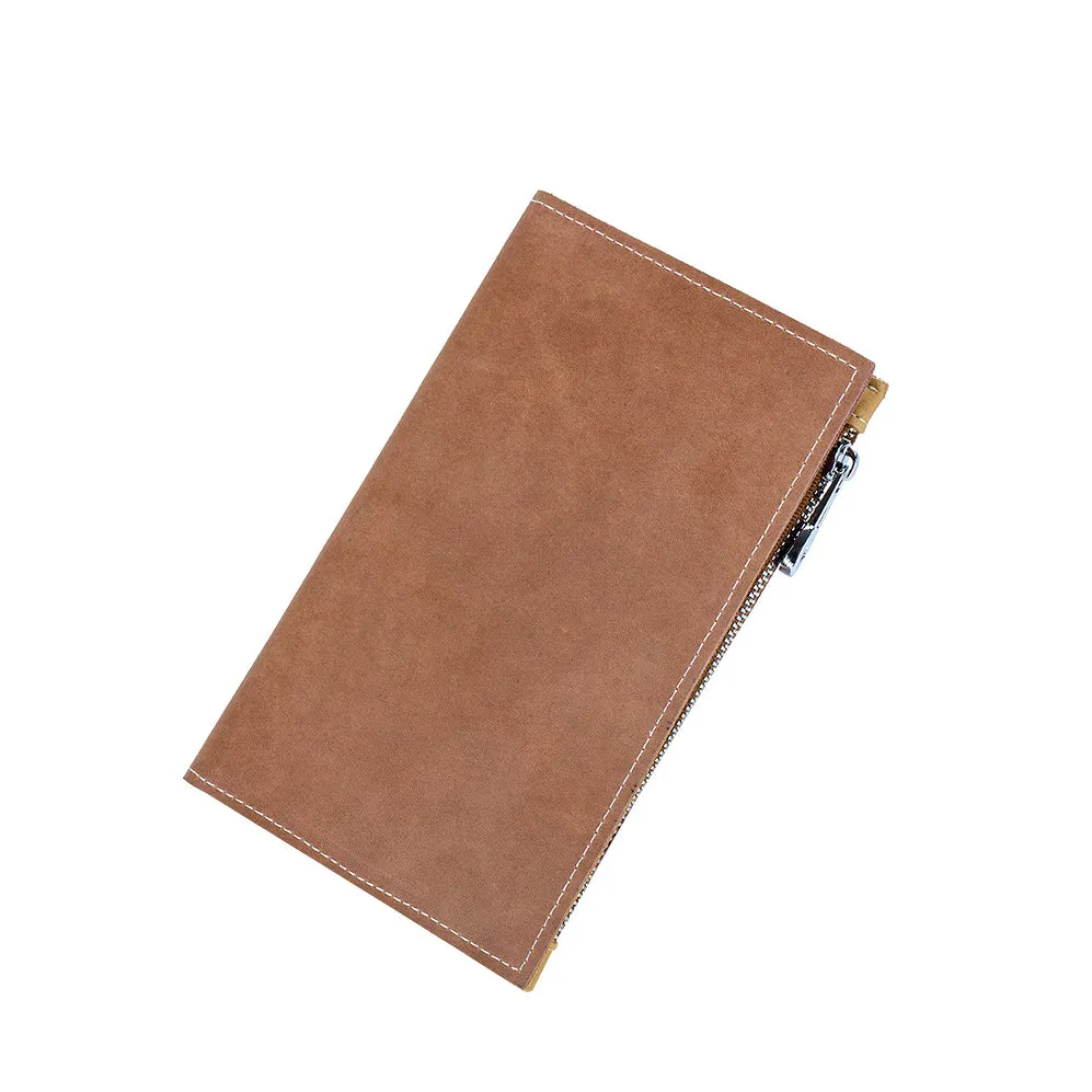 Unisex leather passport holder travel pouch with snap button