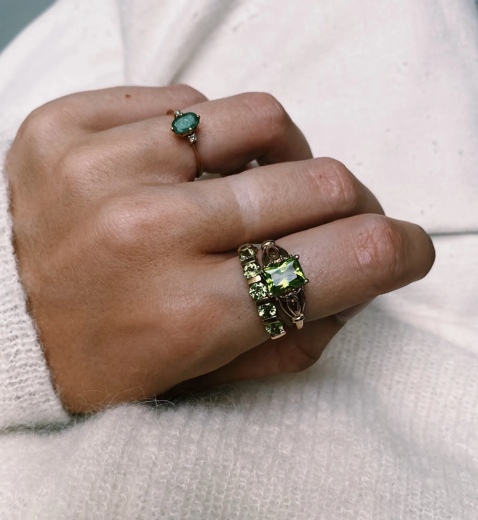 Vintage Peridot Harmony Ring