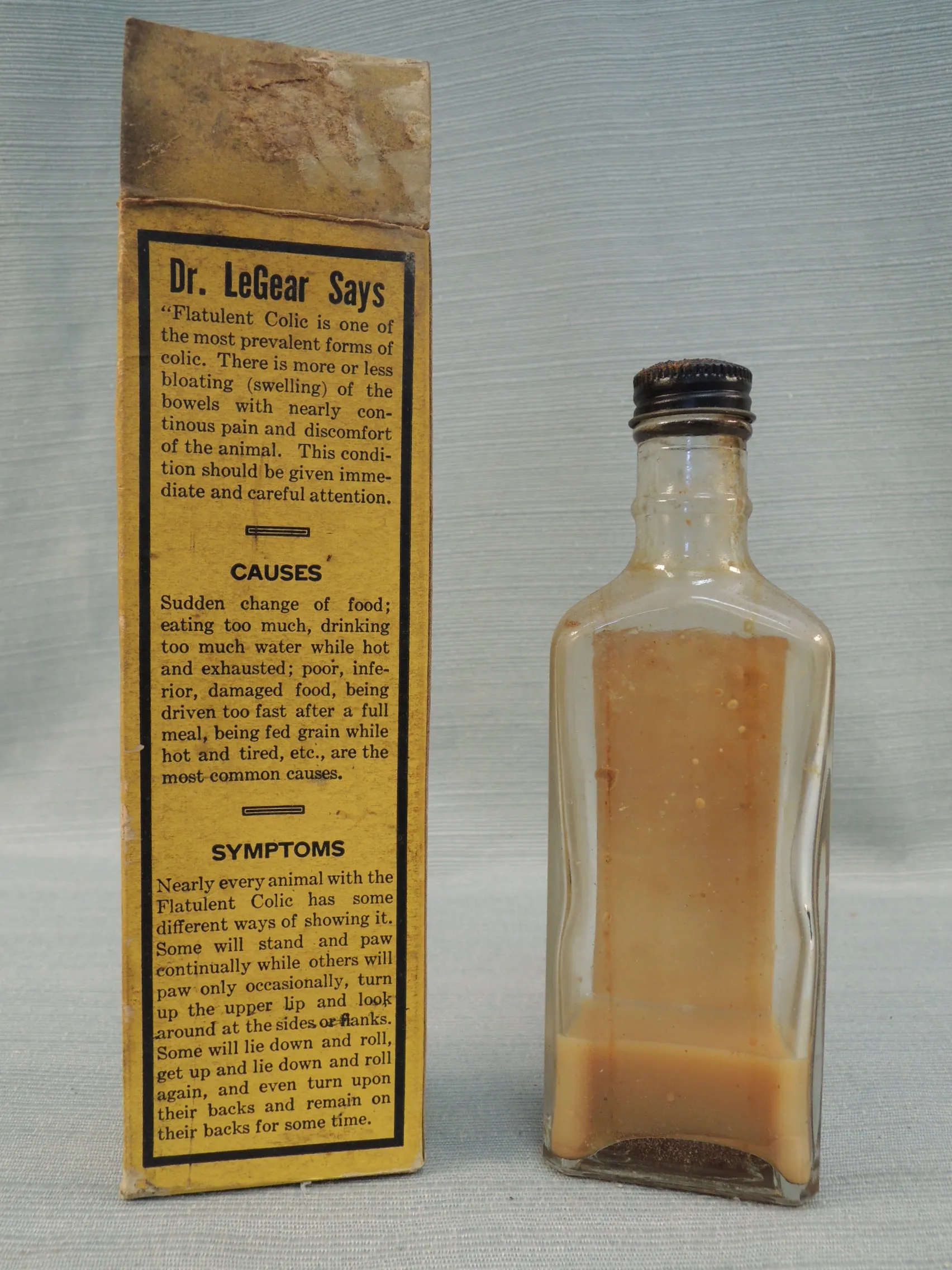 Vintage Veterinary Medicine -Dr. LeGear's Flatulent Colic Tonic - Good Vintage Condition