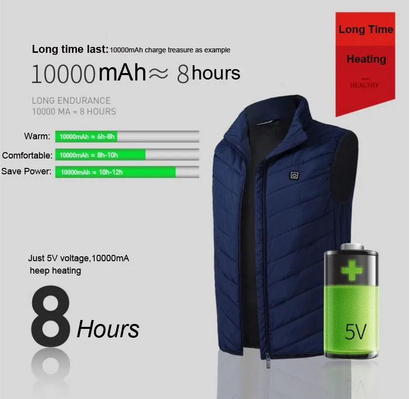 Warm Unisex Winter USB Infrared Heating Vest: Electric Heating Jacket