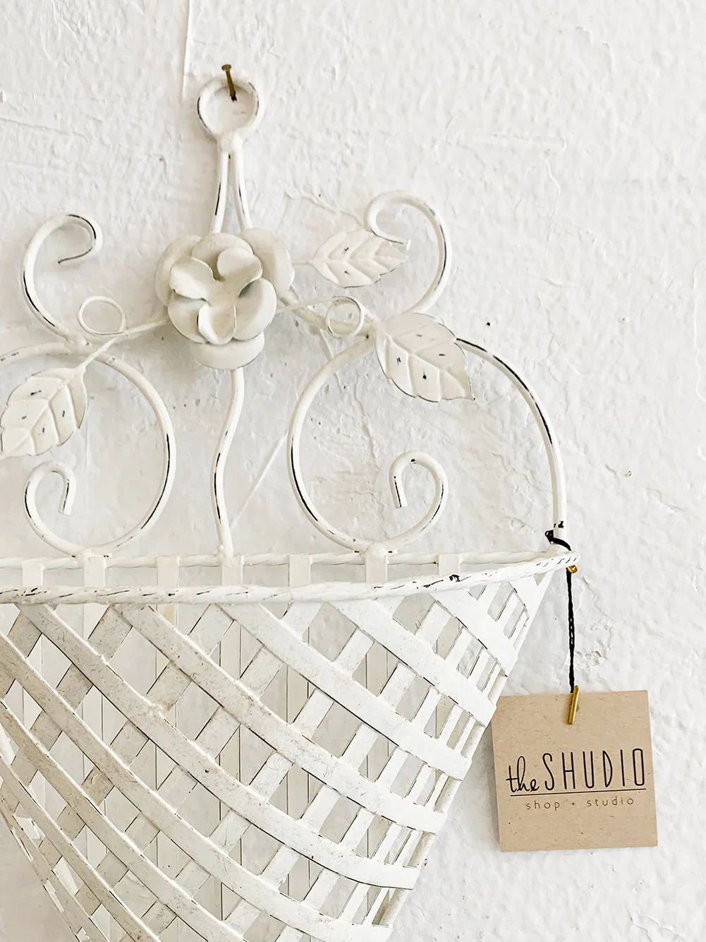 White Metal Wall Sconce Basket