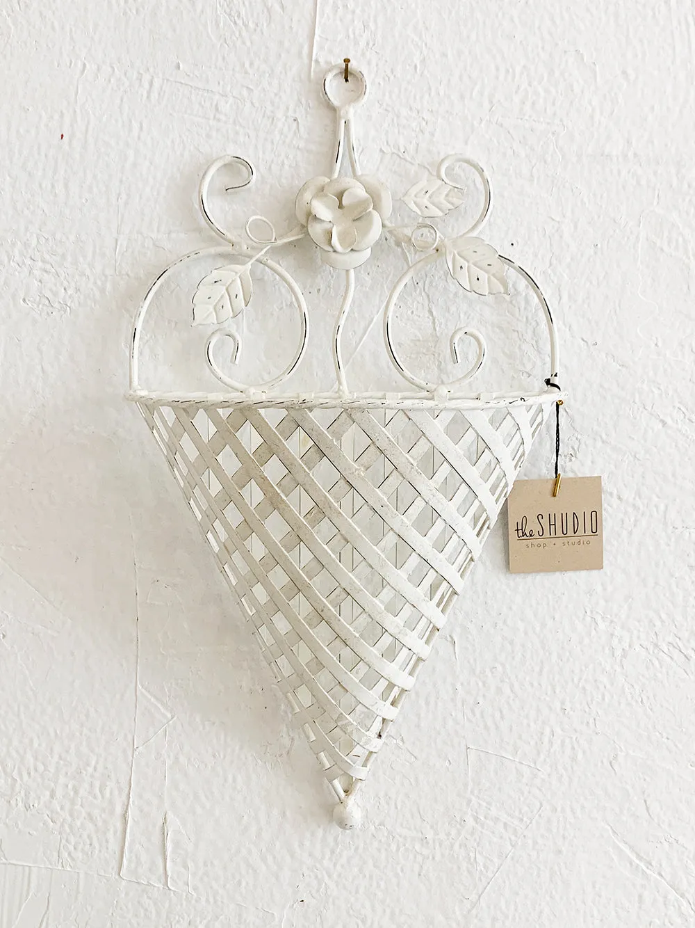 White Metal Wall Sconce Basket