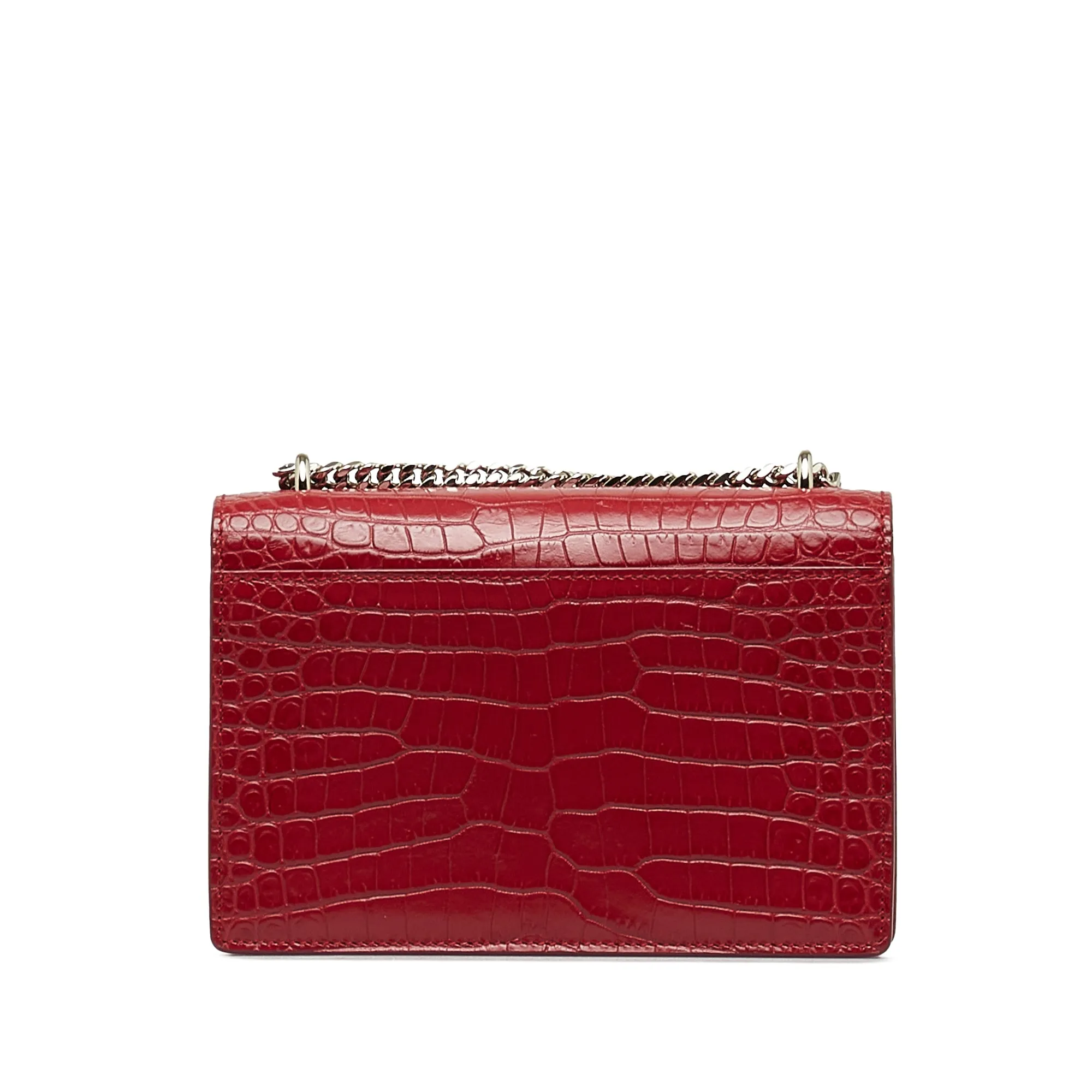 Yves Saint Laurent Sunset Red Croc Embossed Leather